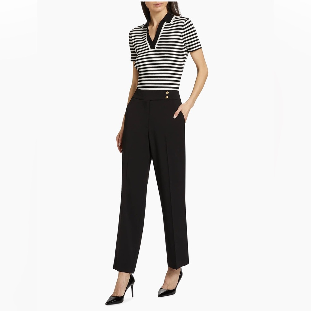 Elie TAHARI The Bexley Pleated Pants Size 8 Black